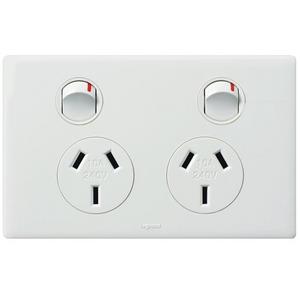 GPO - Power Point 10A Double Excel Life 2 Pole Horizontal White - ED777DPWE
