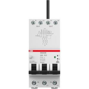 Residual Current/Earth leakage circuit breaker (RCBO,RCD/MCB) - RCBO 3P+N 6kA 20A Type A 30mA C Curve 3 Module Chassis Mount - DSE203NC20A30