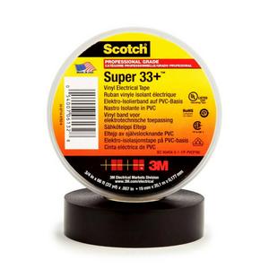 Klebeband - SUPER33+-19X33, Scotch® Super 33+ Vinyl Elektro-Isolierband, Schwarz, 19 mm x 33 m, 0,18 mm - 7000057831