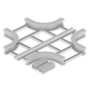 Kreuzstück für Kabelleiter - Kreuzung lichtgrau 135x600 R300 U23X, Unex Kreuzung 135x600 R300 aus U23X - 67628-04