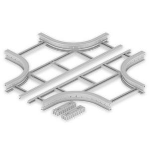 Kreuzstück für Kabelleiter - Kreuzung lichtgrau 85x500 R300 U23X, Unex Kreuzung 85x500 R300 aus U23X - 67508-04