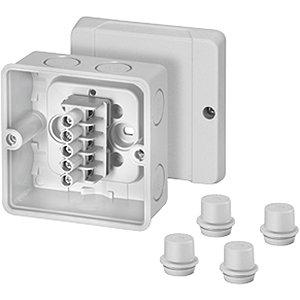 Dose, Gehäuse für Montage auf der Wand/Decke - D 9025, Kabelabzweigkasten 1,5-2,5 qmm 4 qmm 1phasig, 5pol. Klemme - 4012591600015