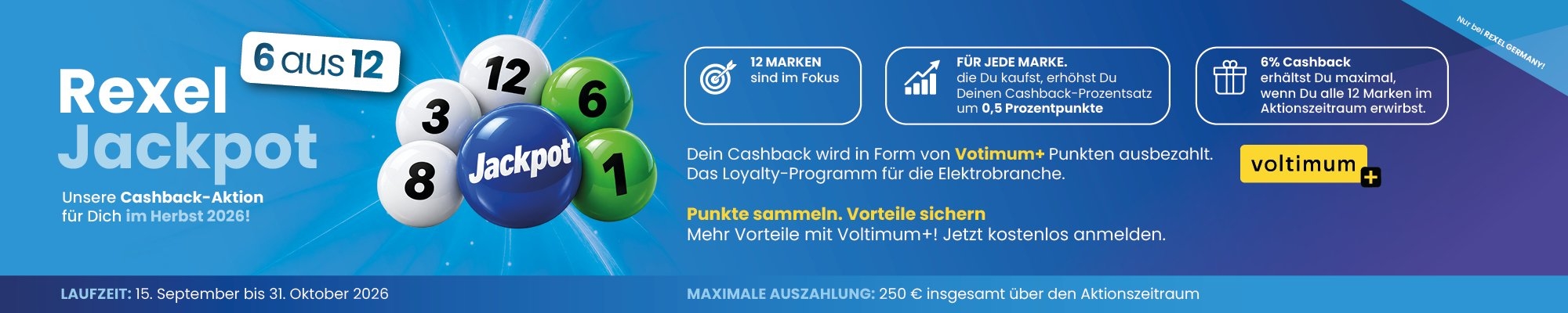 Entdecke die Jackpot-Aktion von Rexel und Voltimum +