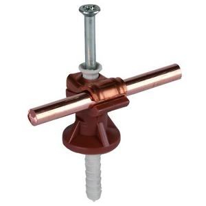 Leitungshalter für Blitzschutz - LH DFI DQ 6.10 CU H30 BR, Leitungshalter DEHNfix Cu-K-braun f. Rd 6-10mm H 30mm m. Schlagdübel 8x45 - 250007