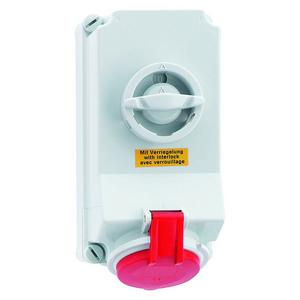 CEE-Steckdose abschaltbar, abgesichert (IEC 60309) - 16038/Wandsteckdose abschalt-ver 16A400V6h4p, Wandsteckdose TE abschaltbar, verriegelt 16A 4p 400V 6h, IP44 - 16038