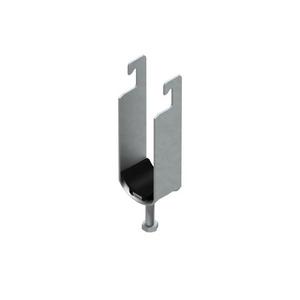 Bügelschelle - BUK 50/2, Universal-Bügelschelle, für 2 Kabel, Ø 46-50 mm, Schlitzweite 18-22 mm, Stahl, feuerverzinkt DIN EN ISO 1461, mit Kunststoffdruckwanne - 4013339098804