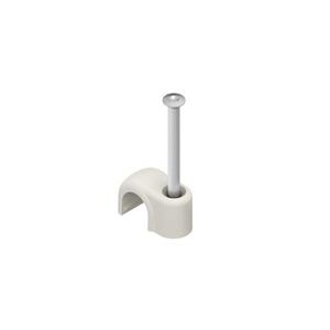Nagelschelle (für Kabel) - 5/15W, Rundschelle, mit Nagel, Nagel-Ø 1,2 mm, NL 15 mm, für Kabel-Ø 5 mm, Kunststoff PE, RAL 1015, hellelfenbein - 4011126039498