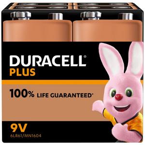Standard-Batterie (nicht wiederaufladbar) - Plus-9V BP4, Batterie 9V Block E Plus Power 4er Blister Duracell - 148055