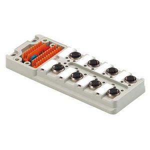Passiver Sensor-/Aktor-Verteiler (ohne Leitung) - SAI-8-M 5P M12 UT, Passiver Sensor-/Aktor-Verteiler (ohne Leitung), Haubenverteiler Gehäuseunterteil, M12, 30 V, A-codiert, LED: Ja, Initiator LED: Ja, Beschaltungstyp: - 1701251000
