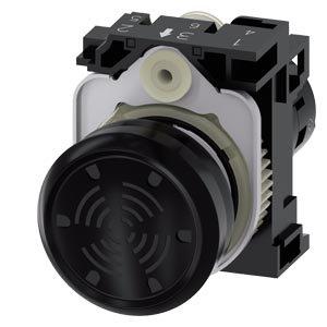 Akustikmelder - 3SU1200-6LF10-1AA0, Akustischer Melder, 22mm, rund, Kunststoff, schwarz, Dauerton 4,5 kHz, AC 230V - 3SU12006LF101AA0