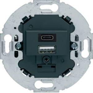 USB-Spannungsversorgung - 260415, USB A+C Lade-Std.,2fach,3.0A,rund, ant. - 260415
