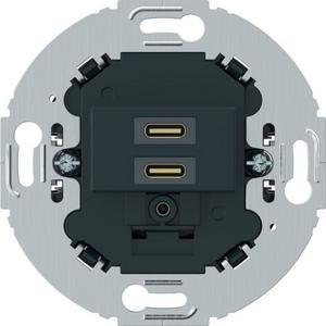 USB-Spannungsversorgung - WTS4155BM, USB Unterputz, C+C PD20W, rund, ant matt - WTS4155BM