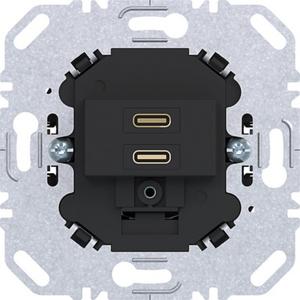 USB-Spannungsversorgung - WAS4155BM, Ladesteckdose USB C 2f PD schwarz matt - WAS4155BM