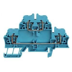 Durchgangs-Reihenklemme - ZDK 2.5 BL, Mehrstock-Reihenklemme, Zugfederanschluss, blau, 2.5 mm², 500 V, 800 V, Anzahl Anschlüsse: 4, Anzahl der Etagen: 2, TS 35, V-0, Wemid - 1678630000