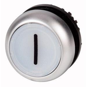 Frontelement für Drucktaster - M22-DL-W-X1, Leuchtdrucktaste, RMQ-Titan, bündig, tastend, weiß, beschriftet 1, Frontring Titan - 216942