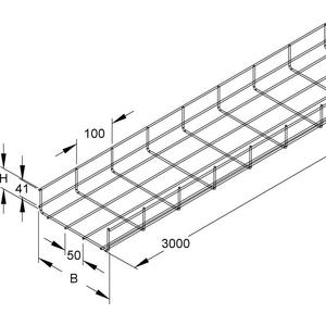 Gitterrinne - GR 60.100/2 E3, Gitterrinne, U-förmig, 60x100x2000 mm, Draht-Ø 3,5 mm, Edelstahl, Werkstoff-Nr.: 1.4301, 1.4303 - 4013339801053