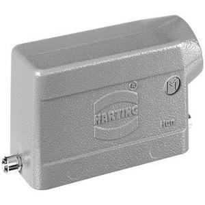 Gehäuse für Rechtecksteckverbinder - 19300101540, Tüllengehäuse 10 B mit einem Bügel am Unterteil, seitlicher Kabelabgang, M 20 - 19300101540