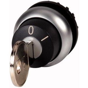 Frontelement für Wahlschalter - M22-WS-MS2, Schlüsseltaste, tastend, 2 Stellungen, MS2, Schlüssel abziehbar: 0, Frontring Titan - 111790