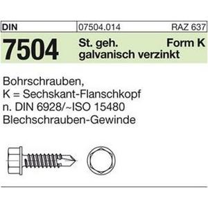 Schrauböse - 007504001040042019, DIN 7504 Stahl K 4,2 x 19 galv. verzinkt, Sechskant gal Zn VE=S - 007504001040042019