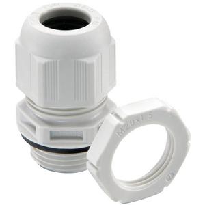 Kabelverschraubung - ESKV-SET 25 LG, Kunststoffkabelverschraubung M25, lichtgrau, mit Gegenmutter - 10066527