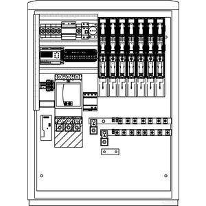 Installationskleinverteiler - ACFX53.10.04.5.04.G, ACS FX5 1080/320 4x160L-LT400MA-FRT ÜA(4+0)T1+2 AC-Sammlerschrank mit NA-Schutz und Kuppelschralter - ACFX53.10.04.5.04.G