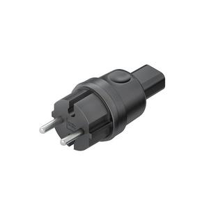 Lampenfassung - 77, Stecker, ohne Schutzkontakt, IP44, Höhe 100 mm, Außen-Ø 42mm, Elastomere NBR-Kautschuk, Farbe schwarz - 4011126210385