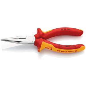 Flachzange - 25 06 160 T, VDE Flachrundzange mit Schneide VDE isoliert, Zange verchromt, mit Befestigungsöse 160 mm - 4003773081432