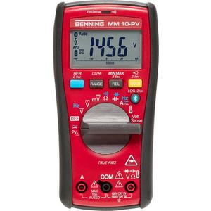 Multimeter - BENNING MM 10-PV, Trms Digital-Multimeter Spannung 100µV-1500V AC/ 2000V DC, Strom, Widerst., Frequ., Kapaz., Temp.. Datalog, Bluetooth, App. Cat IV 600V. Inkl. Zubehör - 044089