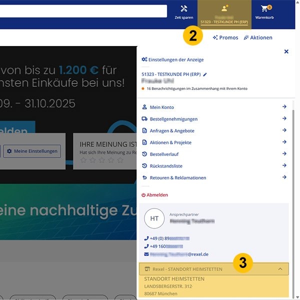 Standortsuche für eingeloggte Kunden