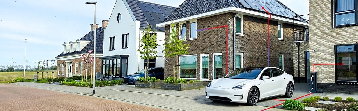 Persoon gebruikt het Smart EMS Systeem van ABB via een tablet aan de muur