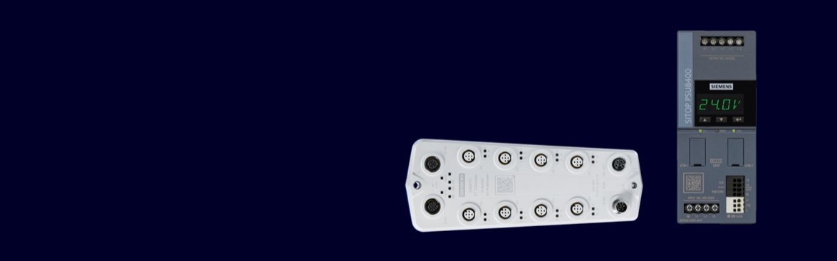 IO-link producten van Siemens met zwarte achtergrond