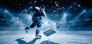 Ijshockeyspeler die speelt met een JUNG Home Puck