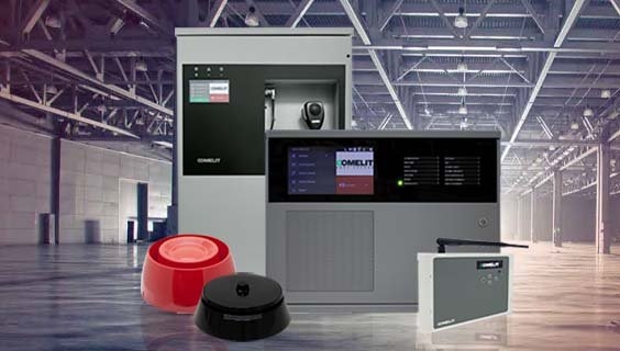 een omgeving van een loods met de brandveiligheid producten van Comelit afgebeeld