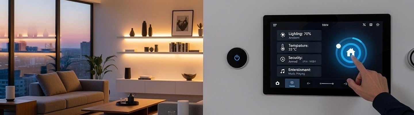 Een tablet aan de muur in een smart home