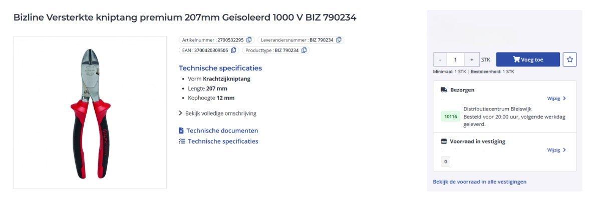 Productdetailpagina bij Rexel