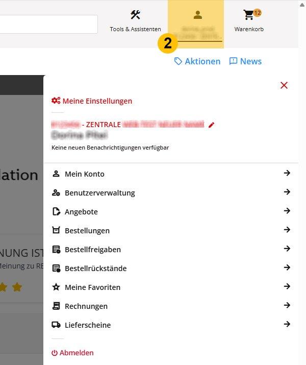 Standortsuche für eingeloggte Kunden