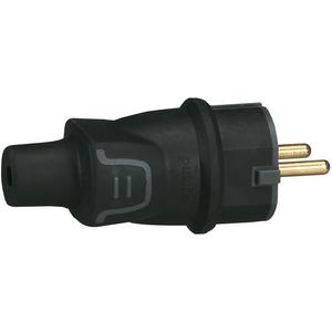 SCHUKO-Stecker - Gummistecker schwarz - 050342