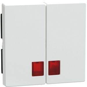 Abdeckung für Schalter, Taster, Dimmer, Jalousie - Doppelwippe mit rotem Symbolfenster aktivweiß glänzend - MEG3456-0325