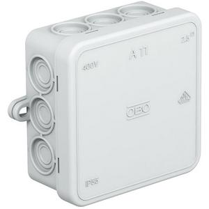 Dose, Gehäuse für Montage auf der Wand/Decke - Kabelabzweigkasten ohne Klemmleiste 85x85x40 PE lichtgrau RAL 7035 - 2000342