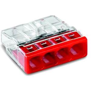 Steckklemme - 4-Leiter Verbindungsdosenklemme COMPACT 0,5 -2,5 mm² transparent/rot - 2273-204