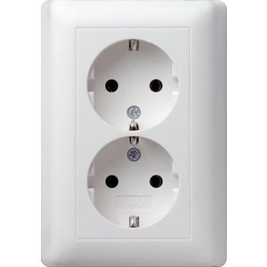 Steckdose - Doppel-SCHUKO für Standard 55 reinweiß matt - 078004
