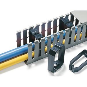 Halteklammer für Verdrahtungskanal - Drahthalteklammern zur Montage am Kanalboden 40x80 schwarz - 181-50480