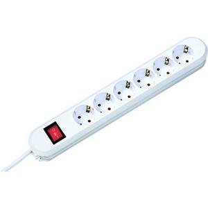 Steckdosenleiste - Tischverteiler 6 fach 1,5 m Zuleitung erhöh. Berührungsschutz und Schalter weiß - 381.250K