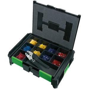 Sortimentskasten für Anschluss- und Verbindungstechnik - Kabelschuh Set SYSCON Quetschkabelschuhe Crimpzange 1500 teilig - 220381