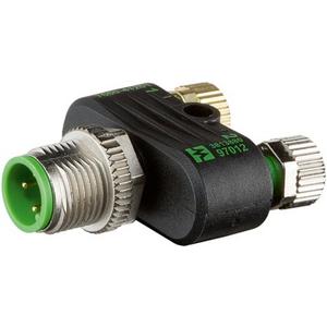 Modulare Kupplung - T-Stück M12 Stecker gerade auf M8 Buchse gerade 4-pol Verteilfunktion - 7000-41201-0000000