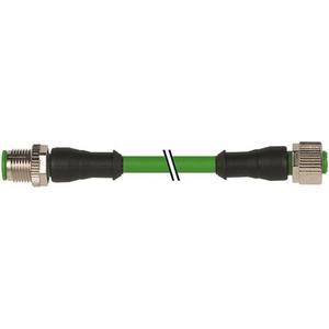 Konfektioniertes Sensor-Aktor-Kabel - M12 Stecker / M12 Buchse gerade geschirmt PUR-OB 4x0,5+2x0,25 grün 3m - 7000-46041-8020300
