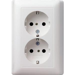 Steckdose - Doppel SCHUKO mit erhöhtem Berührungsschutz für Standard 55 reinweiß - 078303