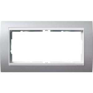 Abdeckrahmen - 2-fach Abdeckrahmen ohne Mittelsteg für reinweiß Event Farbe Aluminium - 1002326