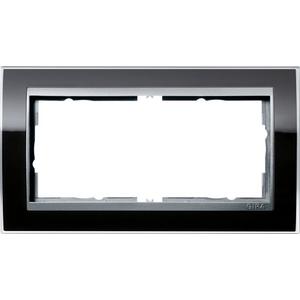 Abdeckrahmen - 2-fach Abdeckrahmen ohne Mittelsteg Aluminium Event Klar schwarz - 1002736