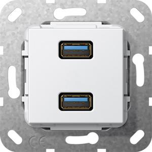 Kommunikationstechnik - USB 3.0 A 2-fach Gender Changer Einsatz reinweiß - 568403